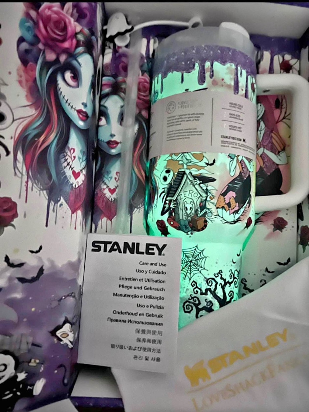 Stanley nightmare before Christmas Purple White Skull & Floral Quencher Tumbler - Picture 7 of 7